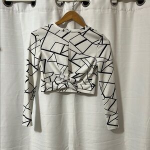 Geometric Black and White Girls crop Top